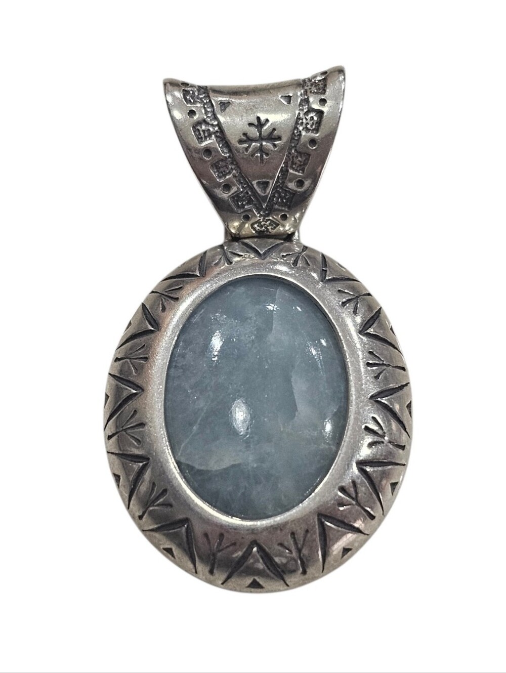 Carolyn Pollack Sterling Silver Milky Aquamarine Relios Southwest Large Pendant